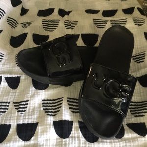 Black Ugg Patent Leather Slides